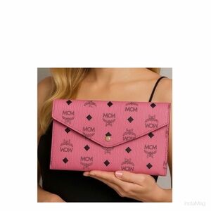 NEW MCM Envelope Pouch Clutch Pink Visetos